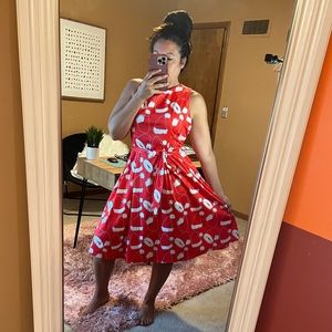 Vintage pin up 40s 50s style A line Ugly Christmas Santa dress! Size L 10/12